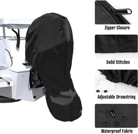 600D marine engine cover, sun protection, wind and rain Oxford cloth, dustproof, mosquito-proof, marine Oxford cloth, outboard cover, waterproof ultraviolet, marine engine protection cover, suitable for yacht, fishing boat (30-60 horsepower)