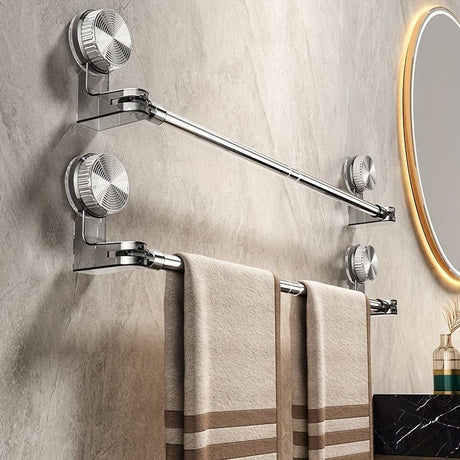 Stainless steel non-drilling towel rack, retractable bathroom suction cup storage rack, strong adhesive strong load-bearing, multi-function shower rack suitable for shower room, balcony storage, home storage god