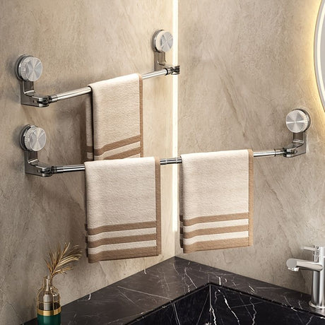 Stainless steel non-drilling towel rack, retractable bathroom suction cup storage rack, strong adhesive strong load-bearing, multi-function shower rack suitable for shower room, balcony storage, home storage god