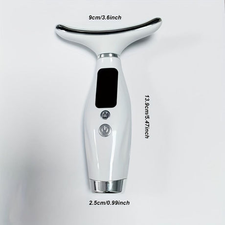 Rechargeable facial and neck skincare device, 7 modes, USB charging, vibration heating massage, ergonomic design, suitable for home use - ideal gift for women, daily skincare assistant, digital display function, skincare tool, must-have for beauty enthusi