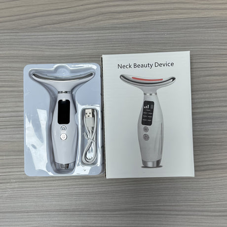 Rechargeable facial and neck skincare device, 7 modes, USB charging, vibration heating massage, ergonomic design, suitable for home use - ideal gift for women, daily skincare assistant, digital display function, skincare tool, must-have for beauty enthusi