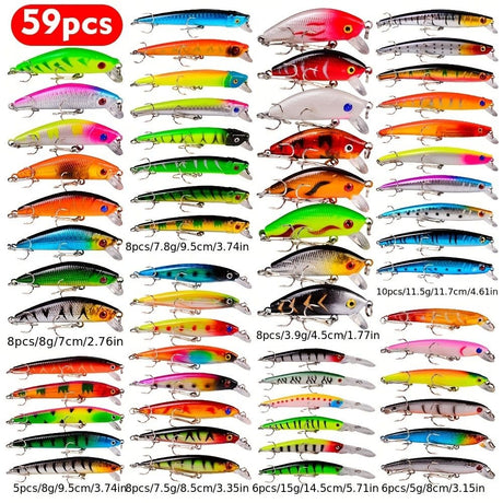 59 - piece Fishing Lure Set - High - Quality, Trending & Hot - Selling! Free Shipping