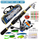 Proberus fishing rod reel set, including spinning reel, 1.8-meter fishing rod, fishing line, artificial bait, lead weight hook, complete set with storage bag