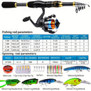 Proberus fishing rod reel set, including spinning reel, 1.8-meter fishing rod, fishing line, artificial bait, lead weight hook, complete set with storage bag