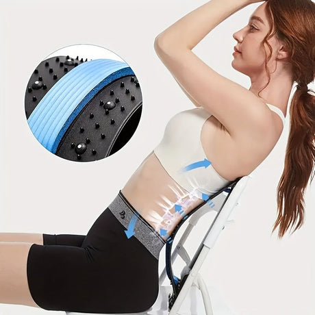 Four adjustable back stretches and posture correctors. Ergonomic waist support with massage function, safety handle, suitable for upper and lower back, office, car, home use, back stretcher, posture correction, durable structure