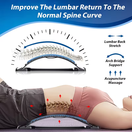 Four adjustable back stretches and posture correctors. Ergonomic waist support with massage function, safety handle, suitable for upper and lower back, office, car, home use, back stretcher, posture correction, durable structure