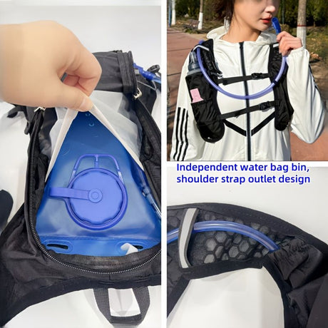 2-piece set (backpack + water bag) New outdoor sports water bag backpack, lightweight design, independent water bag compartment, hiking backpack, marathon water bag backpack, bicycle water bag bag