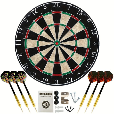 18-inch sisal dartboard, 45cm sisal round net dartboard, digital printed sisal dartboard, sisal dart set，Random 6 types of darts