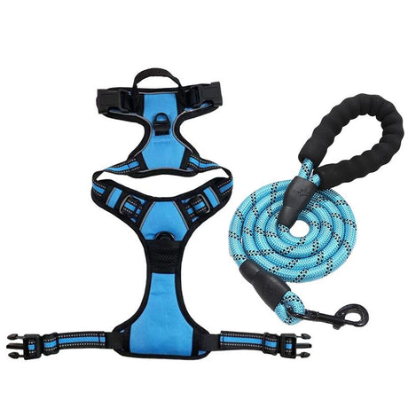 Anti-escape dog harness & leash, soft and comfortable breathable dog vest, reflective in the night, suitable for walking medium and large dogs.