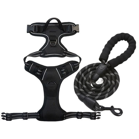 Anti-escape dog harness & leash, soft and comfortable breathable dog vest, reflective in the night, suitable for walking medium and large dogs.