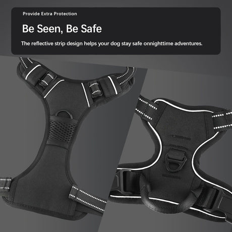 Anti-escape dog harness & leash, soft and comfortable breathable dog vest, reflective in the night, suitable for walking medium and large dogs.