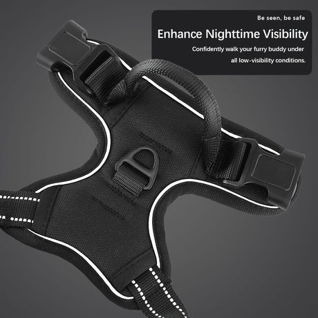 Anti-escape dog harness & leash, soft and comfortable breathable dog vest, reflective in the night, suitable for walking medium and large dogs.