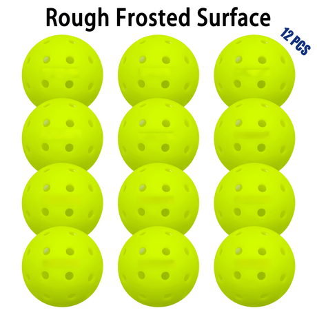 12pcs Pickleball , 40-hole seamless one-piece design, aerodynamic construction, excellent stability, rough matte surface enhances ball control, suitable for competitive Pickleball games
