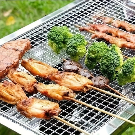 50 stainless steel barbecue skewers for outdoor picnics, perfect for outdoor barbecues, camping, and picnics.