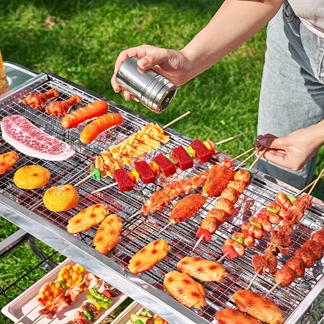 50 stainless steel barbecue skewers for outdoor picnics, perfect for outdoor barbecues, camping, and picnics.