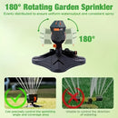 1 garden sprinkler with 16 nozzles, 180° rotating adjustable head, automatic irrigation system, wide coverage, easy to install, no power required, suitable for lawn and garden watering