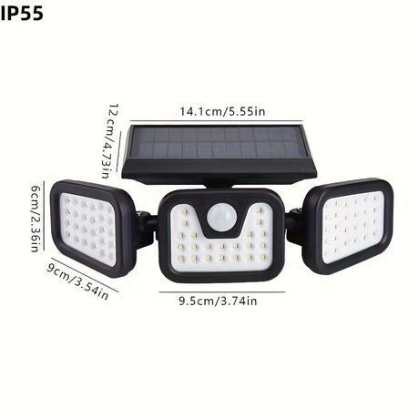 74 LED solar sensor lights with motion sensor, 3 brightness modes, outdoor wall lights, suitable for front door, courtyard, garage, terrace