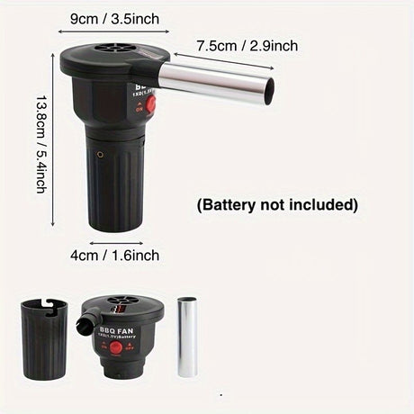 Use the portable battery-powered barbecue fan blower to enhance your outdoor cooking experience. It is ideal for camping, picnics, and charcoal grilling, ensuring efficient airflow for quick and even charcoal ignition.