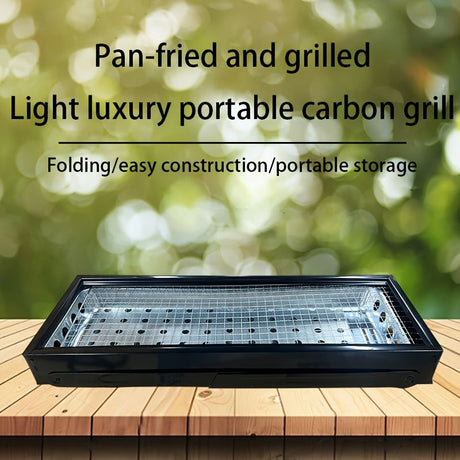 Portable foldable barbecue grill with adjustable height and built-in side rack - heavy-duty metal outdoor barbecue grill, suitable for backyard, camping, picnic - compact storage design with external barbecue cover, durable paint surface, suitable for out