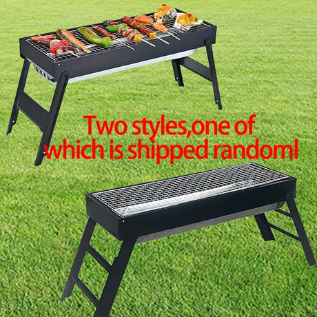 Portable foldable barbecue grill with adjustable height and built-in side rack - heavy-duty metal outdoor barbecue grill, suitable for backyard, camping, picnic - compact storage design with external barbecue cover, durable paint surface, suitable for out