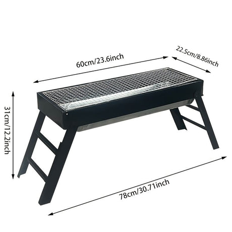 Portable foldable barbecue grill with adjustable height and built-in side rack - heavy-duty metal outdoor barbecue grill, suitable for backyard, camping, picnic - compact storage design with external barbecue cover, durable paint surface, suitable for out