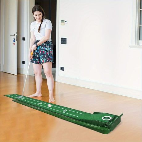 HUAEN Indoor Office Golf Putting Mat, 8-Foot Putting Green, Alignment Guide Included, Lightweight, Men's Golf Equipment