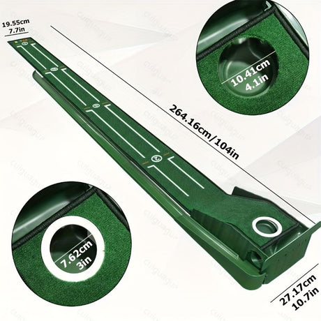 HUAEN Indoor Office Golf Putting Mat, 8-Foot Putting Green, Alignment Guide Included, Lightweight, Men's Golf Equipment