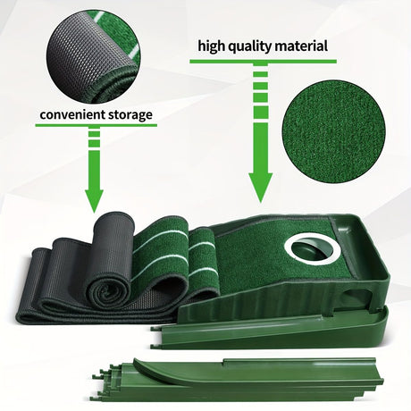 HUAEN Indoor Office Golf Putting Mat, 8-Foot Putting Green, Alignment Guide Included, Lightweight, Men's Golf Equipment