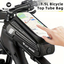 WEST BIKING Large Capacity Bike Front Handle Bag - Heavy-duty nylon and EVA structure, with zipper storage space, can accommodate 7-inch mobile phone, 7-inch tablet, tools - compatible with road bike, mountain bike, safety zipper closure