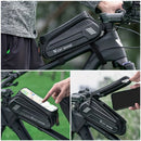 WEST BIKING Large Capacity Bike Front Handle Bag - Heavy-duty nylon and EVA structure, with zipper storage space, can accommodate 7-inch mobile phone, 7-inch tablet, tools - compatible with road bike, mountain bike, safety zipper closure