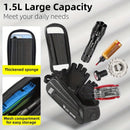 WEST BIKING Large Capacity Bike Front Handle Bag - Heavy-duty nylon and EVA structure, with zipper storage space, can accommodate 7-inch mobile phone, 7-inch tablet, tools - compatible with road bike, mountain bike, safety zipper closure