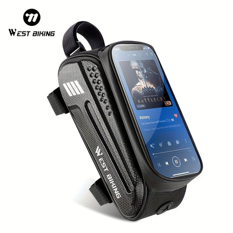 WEST BIKING Large Capacity Bike Front Handle Bag - Heavy-duty nylon and EVA structure, with zipper storage space, can accommodate 7-inch mobile phone, 7-inch tablet, tools - compatible with road bike, mountain bike, safety zipper closure