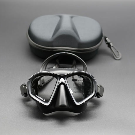 Professional adult small face free diving mask snorkeling mask box set, high-definition tempered glass electroplated lens, no / with camera bracket base snorkeling mask, small face fishing hunting snorkeling seaside play mask equipment