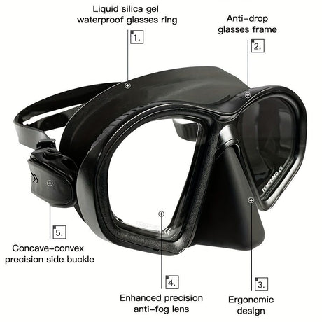 Professional adult small face free diving mask snorkeling mask box set, high-definition tempered glass electroplated lens, no / with camera bracket base snorkeling mask, small face fishing hunting snorkeling seaside play mask equipment
