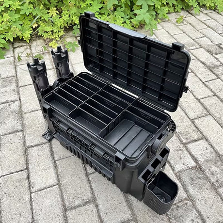 Double-layer multi-function outdoor storage fishing box, can be used as a stool, convenient storage of various fishing lines, bait, live fish.