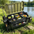 Double-layer multi-function outdoor storage fishing box, can be used as a stool, convenient storage of various fishing lines, bait, live fish.