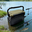 Double-layer multi-function outdoor storage fishing box, can be used as a stool, convenient storage of various fishing lines, bait, live fish.
