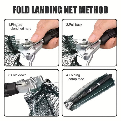 A multifunctional telescopic fishing net, the handle can be extended from 110 cm to 210 cm, which is very suitable for freshwater fishing, suitable for children and adults to use.