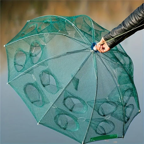 1 piece foldable hexagonal fishing net, various sizes - portable PA nylon net, suitable for mackerel, red crab, crab, etc. - dark green, easy outdoor fishing tool, suitable for Father's Day and holidays, fishing net