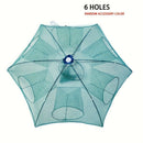 1 piece foldable hexagonal fishing net, various sizes - portable PA nylon net, suitable for mackerel, red crab, crab, etc. - dark green, easy outdoor fishing tool, suitable for Father's Day and holidays, fishing net