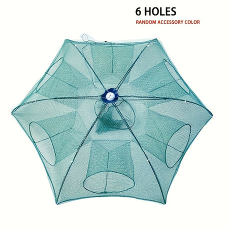 1 piece foldable hexagonal fishing net, various sizes - portable PA nylon net, suitable for mackerel, red crab, crab, etc. - dark green, easy outdoor fishing tool, suitable for Father's Day and holidays, fishing net