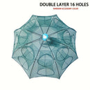 1 piece foldable hexagonal fishing net, various sizes - portable PA nylon net, suitable for mackerel, red crab, crab, etc. - dark green, easy outdoor fishing tool, suitable for Father's Day and holidays, fishing net