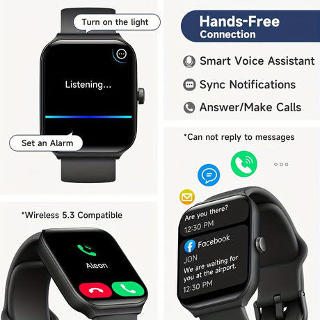 Smartwatch, men's and women's, 4.95cm fitness tracker, supports answering/making calls, wireless/睡Sleep tracking / 50 exercise modes, fitness watch, holiday gift, Valentine's Day gift