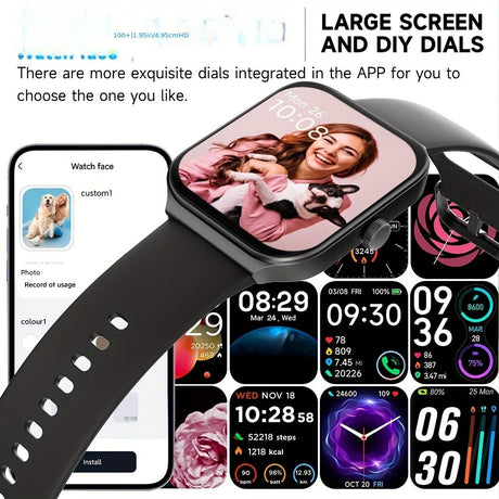 Smartwatch, men's and women's, 4.95cm fitness tracker, supports answering/making calls, wireless/睡Sleep tracking / 50 exercise modes, fitness watch, holiday gift, Valentine's Day gift