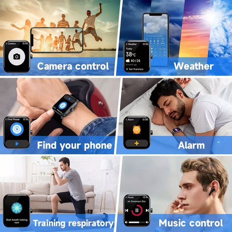 Smartwatch, men's and women's, 4.95cm fitness tracker, supports answering/making calls, wireless/睡Sleep tracking / 50 exercise modes, fitness watch, holiday gift, Valentine's Day gift