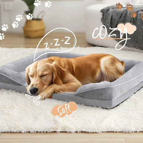 1 piece set XL size 102*80*18cm orthopedic foam dog bed, designed for super large dogs, C-shaped orthopedic dog bed, washable dog sofa bed, with removable cover and non-slip bottom, with supportive foam sofa design, suitable for pet dogs, cats, rabbits, c