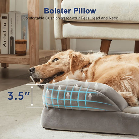 1 piece set XL size 102*80*18cm orthopedic foam dog bed, designed for super large dogs, C-shaped orthopedic dog bed, washable dog sofa bed, with removable cover and non-slip bottom, with supportive foam sofa design, suitable for pet dogs, cats, rabbits, c