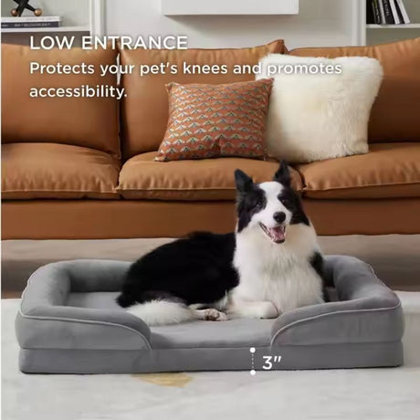 1 piece set XL size 102*80*18cm orthopedic foam dog bed, designed for super large dogs, C-shaped orthopedic dog bed, washable dog sofa bed, with removable cover and non-slip bottom, with supportive foam sofa design, suitable for pet dogs, cats, rabbits, c