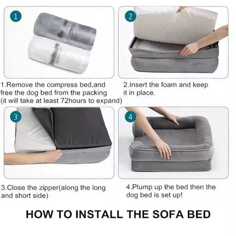 1 piece set XL size 102*80*18cm orthopedic foam dog bed, designed for super large dogs, C-shaped orthopedic dog bed, washable dog sofa bed, with removable cover and non-slip bottom, with supportive foam sofa design, suitable for pet dogs, cats, rabbits, c