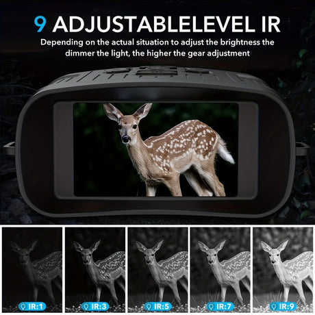 36 megapixel 4K night vision binoculars with infrared function, 7.62 cm high-definition screen, 10x magnification, infrared digital night vision camera can achieve 100% observation in complete darkness, suitable for hunting, farm monitoring, wildlife obse